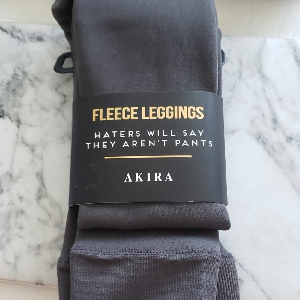 Akira Fleece Leggings - Charcoal (one size)